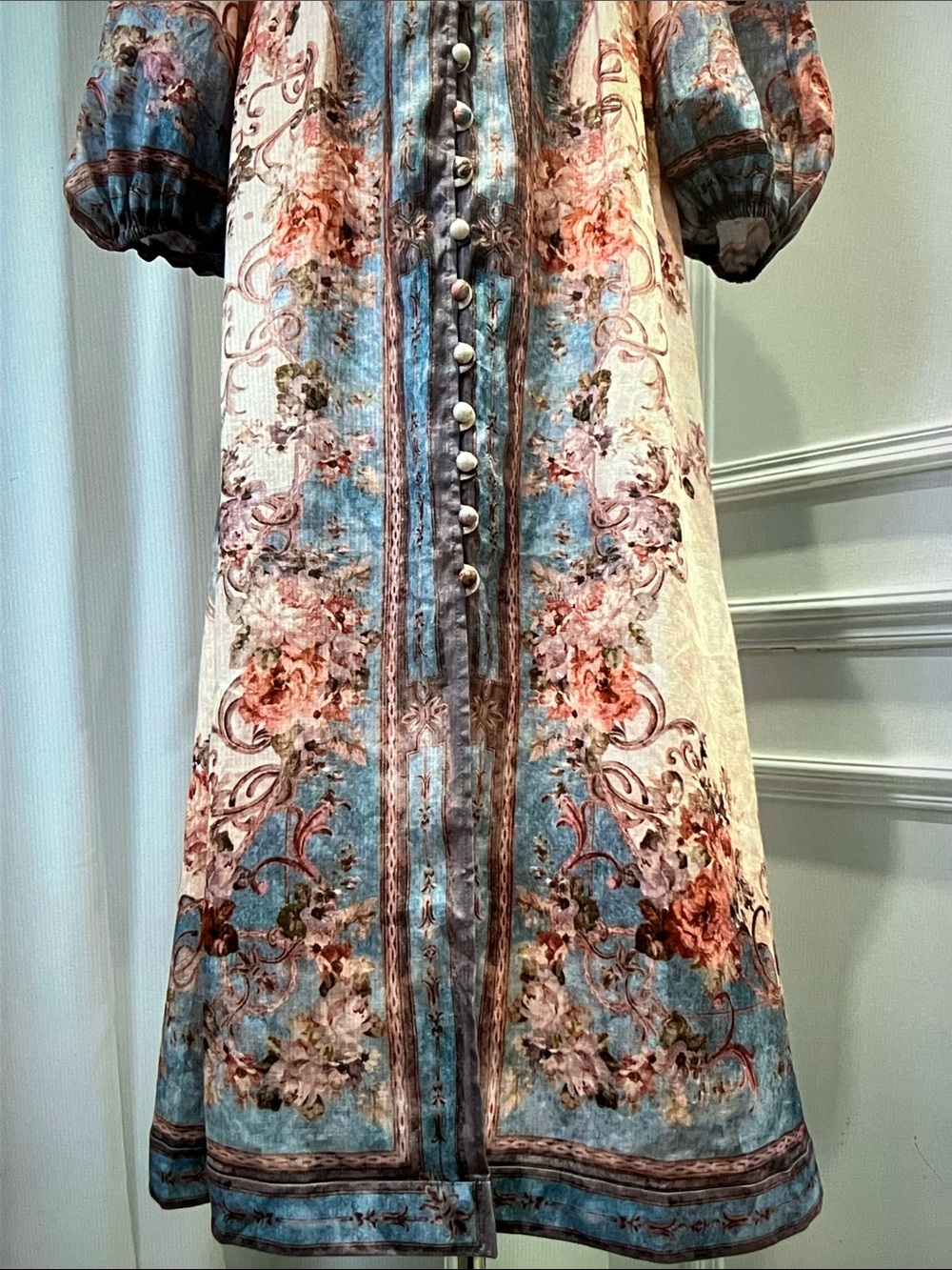 Zimmermann Cream, Blue and Rust Floral Maxi Dress - Picture 4 of 10